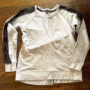 Tribal Gray and Black lace sweatshirt! Never worn, NWOT! Laced up in the back
